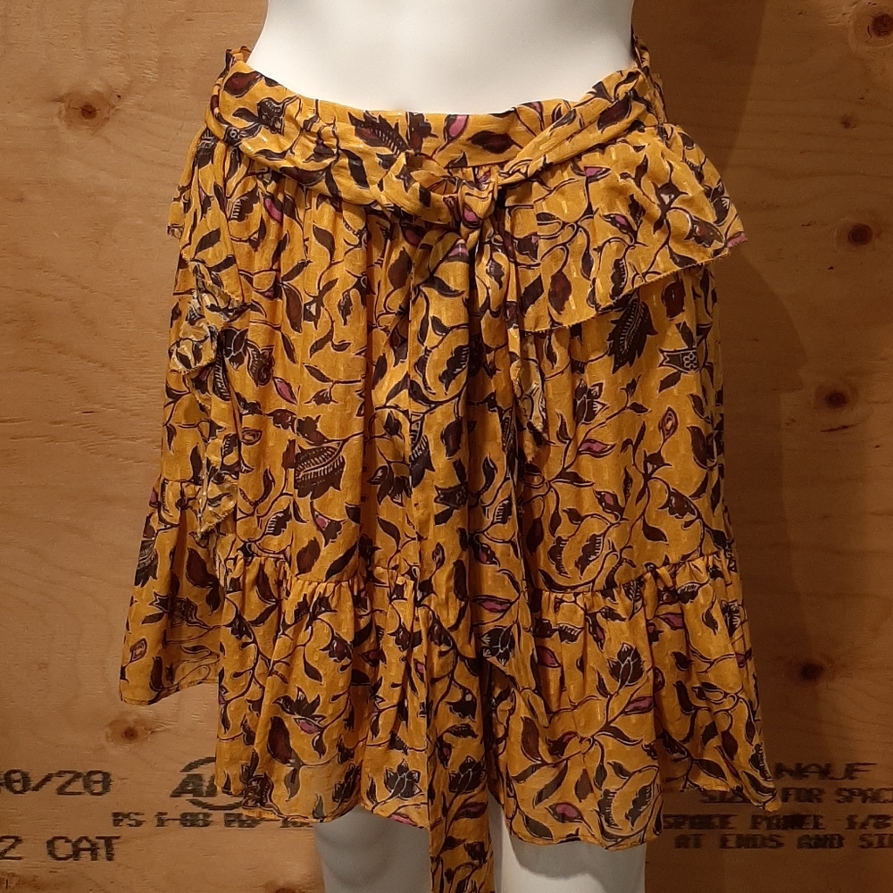 Ulla Johnson Marigold Print Skirt with Belt Size 6